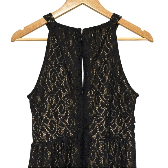 Women's 8 Black Halter Lace Maxi Cocktail Wedding Guest Party Elegant Gown Dress - Picture 5 of 7